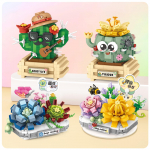 MEIEST Mini Lilled Sukkulendid Bonsai Ehitusklotsid, Simulatsiooniga Pottides Taimede Osakesed Taimede Kollektsioon Ehitusklotsid M&auml;nguasi, Kodu