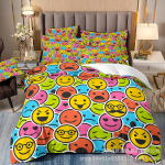 Kuum M&uuml;&uuml;k 3D Digitaaltr&uuml;kk Hip-Hop Graffiti Naerun&auml;gu Voodipesu Padjap&uuml;&uuml;r Tekikott Kolmeosaline Komplekt quilt cover 70 * 133 2pcs