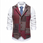 S&uuml;gisene Uus Meeste Retro Spleissitud Rev&auml;&auml;riga Meeste Sobiv &Uuml;he Rinnaga Vest S punane
