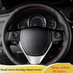 Leather Car Steering Wheel Cover For Toyota RAV4 Corolla 2013- Auto Steering Wheel Cover Car accessory Beige Thread