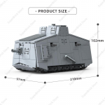 Esimese maailmas&otilde;ja Saksa v&auml;gede Sturmpanzerwagen A7V tanki mudeli ehitusklossid William II mobiilne kindlus S&otilde;da S&otilde;jaline s&otilde;iduk Telliskivist m&auml;nguasi Kingitus