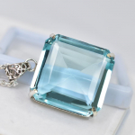 925 Sterling H&otilde;be 128 ct Looduslik Sinine TOPAAS Sertifitseeritud Ruudukujuliselt L&otilde;igatud Kivid Ripats 43.4 mm approx sinine