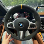ization Car Steering Wheel Cover Hand Sewing Suede Leather For M Sport G30 G31 G32 G20 G21 G14 G15 G16 X3 G01 X4 G02 X5 Black Thread