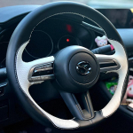 Hand-stitched Black white Leather anti-slip Car Steering Wheel Cover For Mazda CX-30 CX30 Mazda 3 Axela - style 1