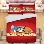 Tom ja Jerry Anime Kodu Magamistuba Mugavus P&otilde;hjamaade pol&uuml;estermaterjal sobib lastele ja t&auml;iskasvanutele 3-osaline komplekt AU Single(140*210cm)3pcs