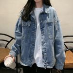 Naiste teksajakk pluss suurus denim mantel kevad s&uuml;gis &uuml;he n&ouml;&ouml;biga &uuml;hev&auml;rviline taskuga teksajakk XL sinine
