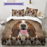 Basset Houndi Muster Voodipesu Tekikott Komplekt Tekikott Padjap&uuml;&uuml;r Kodu Kaunistus Kingitus (1 * tekikott + 2 * padjap&uuml;&uuml;ri, ilma s&uuml;damikuta) 155x200cm