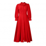 Naiste n&ouml;&ouml;bitav T-s&auml;rk-kleit, vabaaja pikkade varrukatega maksikleit, voolav rev&auml;&auml;riga A-l&otilde;ikeline pikk kleit taskutega S punane