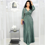 2025 kevad Aafrika naiste mood pikkade varrukatega pronksjas plisseeritud pendelseelik v&ouml;&ouml;ga erkroosa kleit 3XL