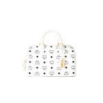 MCM Ella Monogrammiga Kuldne Lukk T&otilde;mblukuga Sulgemine L&otilde;uend ja Nahk Boston Bag Crossbody Bag K&auml;ekott V&auml;ikesed Naiste kotid Valge MWBESEA02WT001 Basic Set (Bag+Dust Bag)
