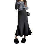 Kalasaba seelik Elastne k&otilde;rge v&ouml;&ouml;kohaga volangiga trimmiga Maxi seelik &uuml;hev&auml;rviline puusa m&auml;hitud pikk seelik Office S hall