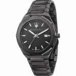 Maserati Stile hallikasmust roostevabast terasest meeste kvartskell kuup&auml;eva ja numbriga R8853142001 hall