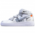 Nike Air Force 1 07 Air Force 1 Mid top Skateboard Shoes Men's Black White Gray CW2289-111(Team16-) 42