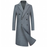 S&uuml;gis ja Talv Uus Meeste Villane Mantel Trenchcoat Kahe n&ouml;&ouml;pidega Pikk &Uuml;le p&otilde;lve K&auml;sitsi valmistatud Kahepoolne Villane Mantel Trenchcoat Mehed 170 hall v&auml;rv