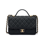 Chanel 25b Kahekordne C-logo Neljalehe Ristikujuline Ripats Kuldne Riistvara Teraviljaline L&auml;ikiv Vasikanahast Messenger Bag Naistele Must Basic+Dust Bag must