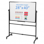40x28 tolli kahepoolne tahvel/kriiditahvel ratastel, k&otilde;rgust reguleeritav, 2-&uuml;hes liigutatav alustahvel kontorisse, klassiruumi ja 70x100 cm must