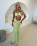 Kestdekoratsiooniga strapless top ja &uuml;mberseotav seelik, kaheosaline komplekt mitmes v&auml;rvitoonis S rohuroheline v&auml;rv