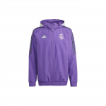 Adidas Real Madrid AW V&auml;rviplokk Kapuutsiga Jakk Unisex Tuulekindel Pikkade Varrukatega &Uuml;ler&otilde;ivas Elav-Lilla HT8796 S