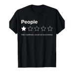 Naljakas Sarkastiline Inimesed ei soovitaks 1/5 T&auml;rni &Uuml;levaate T-s&auml;rk - Pehme Retro Unisex L&otilde;tv T-s&auml;rk T&auml;ielik &Otilde;udusunen&auml;gu Sloganiga ja 5-T&auml;rni Hinnanguga 5XL must