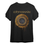 Whitesnake 1987 Logo Meeste Vintage T-s&auml;rk - Kogutav T-s&auml;rk Kuldse Embleemiga, L&otilde;tv L&otilde;ikega &Uuml;mmarguse Kaelusega, Ikooniline Madu Logo Disain (Must), Juhuslik 5XL brown