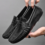 Meeste Nahast Mokassiinid - Ehtne Nahk, Formaalne ja Vabaaja, Kerged Slip-On Mokassiinid Pehme Talla ja 42 must