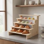 Puidust v&auml;ljapanekualus Multifunktsionaalne kujukeste kogumise riiul Astmeline disain Puidust alus jaoks 30CM 5 Tiers white