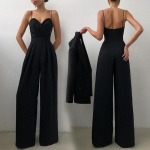 Kevad Suvi Vabaaja Lai Jalg Pikk Kombinesoon Naistele &Uuml;hev&auml;rviline Drapeeritud Kitsas Playsuit Naistele Elegantne K&otilde;rge V&ouml;&ouml;koht Rihm &Uuml;hev&auml;rviline &Uuml;hes T&uuml;kis Romper S must
