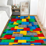 3D V&auml;rvilised Geomeetrilised Plokid Ala Vaibad Elutuppa Magamistuppa Ehitusplokk M&auml;nguasjad Vaip Kodu Laste Toa Sisustus Libisemiskindel P&otilde;randamatt 80cm x 120cm