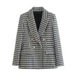 Naiste Mood Kahe N&ouml;&ouml;biga Ruuduline Bleiser Mantel Vintage Pikkade Varrukatega Klapptaskutega Naiste &Uuml;ler&otilde;ivad &Scaron;ikk Vestes S