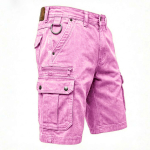 Vintage mitme taskuga cargo-l&uuml;hikesed p&uuml;ksid meestele, vabaaja, &uuml;hev&auml;rvilised, laiad, sirged l&uuml;hikesed p&uuml;ksid, kevad-suvi, meeste mood, p&otilde;lvepikkused p&uuml;ksid 2XL pink