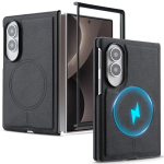 Magnetiline s&uuml;sinikkiust nahast telefoni&uuml;mbris Samsung Galaxy Z Fold 8 Ultra 7 6 5 4 jaoks Kaitsja Magsafe juhtmevaba laadimise katteks Galaxy Z Fold3 5G must