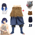 bilibili Anime Hashibira Inosuke Cosplay Kost&uuml;&uuml;m Halloween T&auml;iskasvanud Pidulik P&uuml;ksid Komplekt R&otilde;ivad Siga Mask S brown