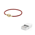 Pandora Moments Punane Punutud Nahast K&auml;ev&otilde;ru 568777C01 17.5cm-Brand Original Box punane