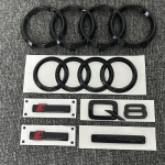 AUDI Q8 4-r&otilde;ngaline logo ABS Must Kapoti Esiv&otilde;re Embleem Tagaluugi Embleem Q8 Kleebis Quarrto Sline Embleem Q8 jaoks 2018-2024
