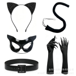 Halloweeni kassist&uuml;druk kost&uuml;&uuml;m metsik kass teenrit&uuml;druku riietus kassi k&otilde;rvad saba peokost&uuml;&uuml;m One size fits all black