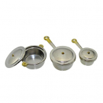 3 tk Mini mini nukumaja m&ouml;&ouml;bel K&ouml;&ouml;gin&otilde;ud potid kastrul k&ouml;&ouml;giriistad kuldne/h&otilde;be