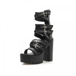 Naiste gooti kingad k&otilde;rge plokkkontsaga &otilde;&otilde;nsad sandaalid Gladiator Clubwear kingad platvorm mood pannal pahkluu rihm 36 must