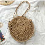 &Uuml;mmargused &otilde;lgedest rannakotid naistele Big Circle k&auml;sitsi kuduvad kotid Suure mahutavusega kandekott Reisimine Bali suvine &otilde;lakott 38*10*38cm beež