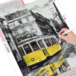 Teemantmaalimise tarvikud Buss t&auml;ispuur Pilt kividest mosaiiklinna kaunistused kodu jaoks 20X30CM