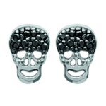 Les Tr&eacute;sors De Lily [L6725] - Boucles Argent 'T&ecirc;te de Mort' noir argent&eacute; (rhodi&eacute;) - 7x5 mm must