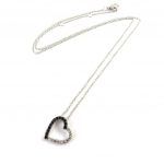 Les Tr&eacute;sors De Lily [M6233] - Collier Argent 'Love' noir blanc (rhodi&eacute;) - 12x12 mm h&otilde;be