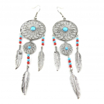 Les Tr&eacute;sors De Lily [M9394] - Boucles Cr&eacute;ateur 'Navajos' turquoise rouge h&otilde;be