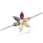 Les Tr&eacute;sors De Lily [N5390] - Bracelet Argent 'Fleurs de Cristal' tutti frutti (rhodi&eacute;) - 15 mm h&otilde;be