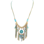 Les Tr&eacute;sors De Lily [Q0946] - Collier Cr&eacute;ateur 'Acapulco' vert bleu dor&eacute; - 60 mm t&uuml;rkiissinine