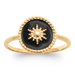 Bague Plaqu&eacute; Or 'Cleopatra' noir dor&eacute; (&eacute;toile) - 11 mm 52 must