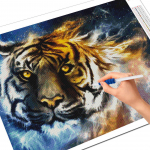 Teemantmaal tiiger 5D DIY t&auml;isruudu teemanttikandid loomade n&auml;put&ouml;&ouml; kodukaunistused Full Round 20X30CM