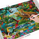 Teemantv&auml;rvide komplekt Maastikuloomade 5D DIY Teemanttikandid Leopard Linnupildid Rhinestones Mosaiic K&auml;sit&ouml;&ouml;komplekt Full Round (20X30CM)