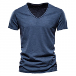 AIOPESON Summer 100% puuvilla elastsus T-s&auml;rk Meeste vabaaja pehme fitness-s&auml;rk Meeste T-s&auml;rk Topid T-s&auml;rgid V-kaelusega l&uuml;hikeste varrukatega meeste T-s&auml;rk M