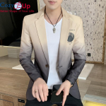 Cozy Up Meeste uus gradient&uuml;likond, bleiser Korea stiilis Slim Fit vabaaja moe kleit jakk M khaki