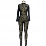 Bodycon Leopard Jumpsuit Bodysuit INS Fitness S&uuml;gismoe m&auml;ngukost&uuml;&uuml;m Seksikad naised Slim Fit pikkade varrukatega t&otilde;mblukuga vabaaja kombinesoon S must